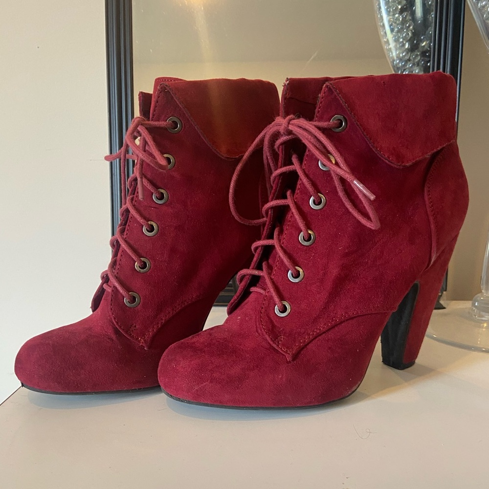 Red Suede Booties